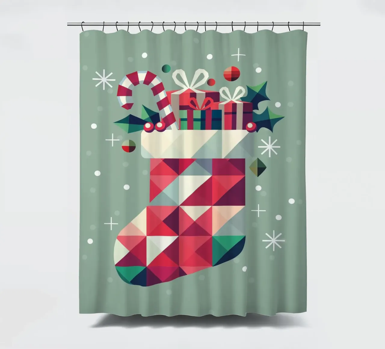 Colourful Christmas stocking full of presents - Festive joy shower curtain by namosh