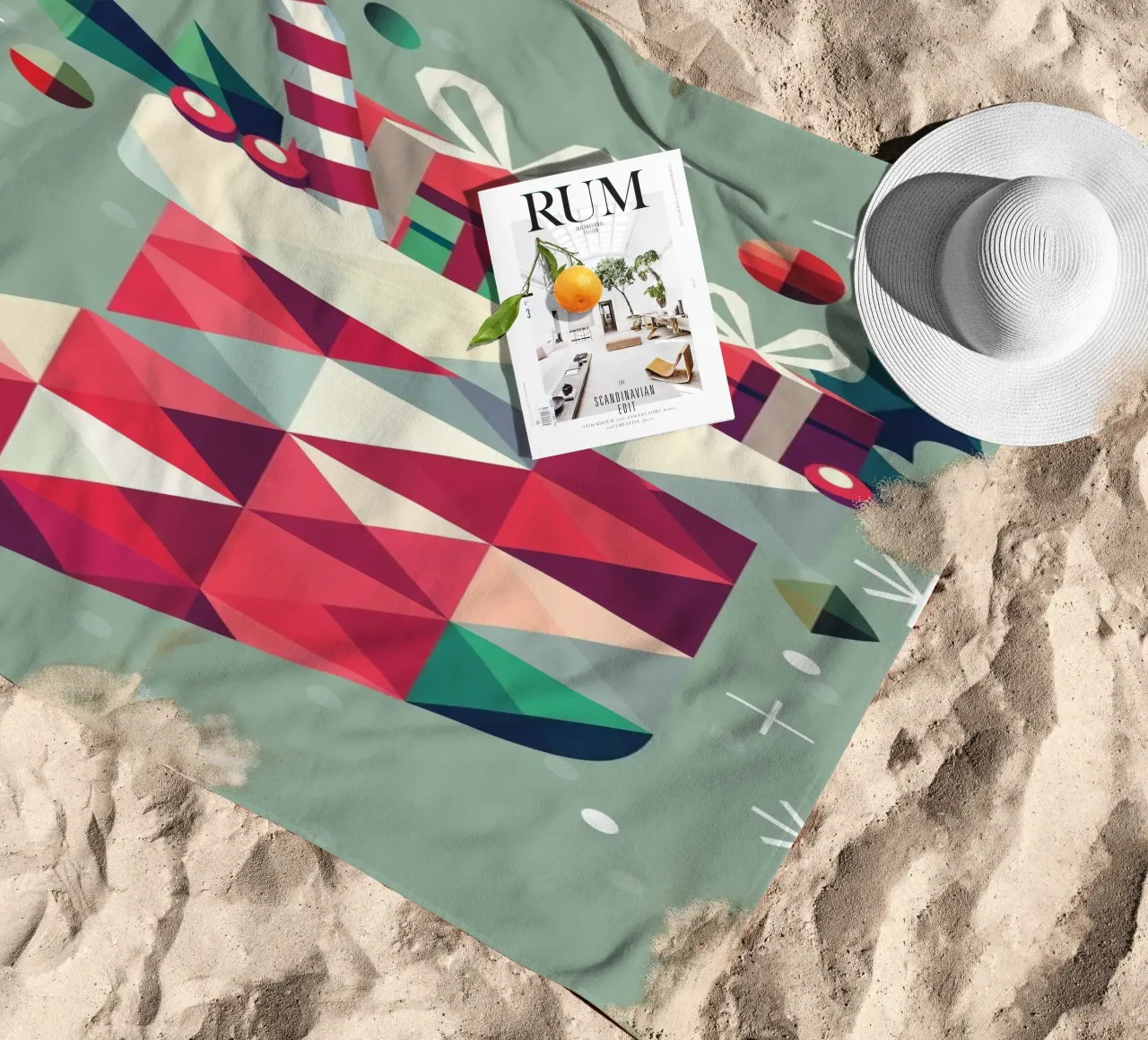 Colourful Christmas stocking full of presents - Festive joy beach towel by namosh