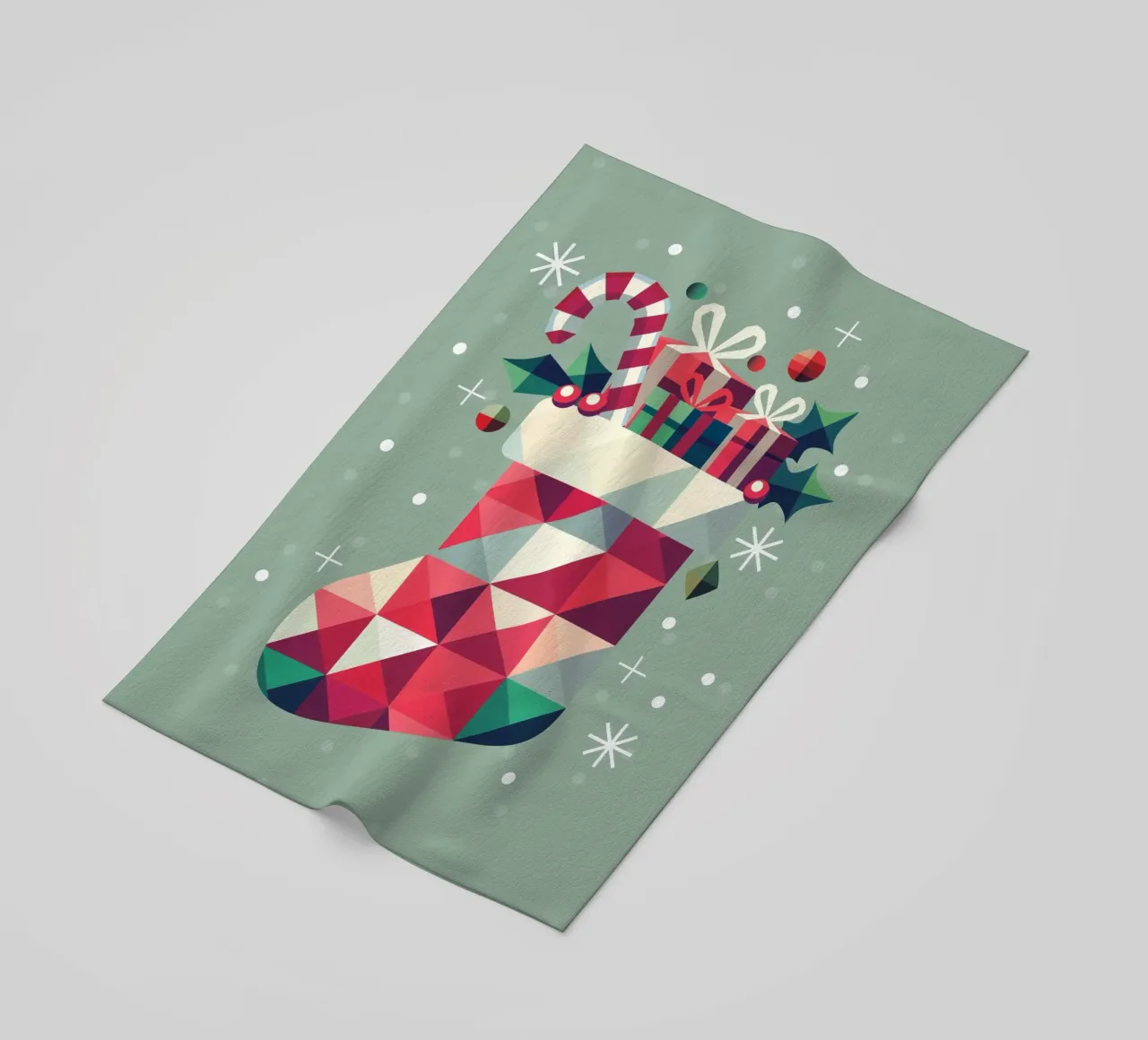 Colourful Christmas stocking full of presents - Festive joy beach towel by namosh