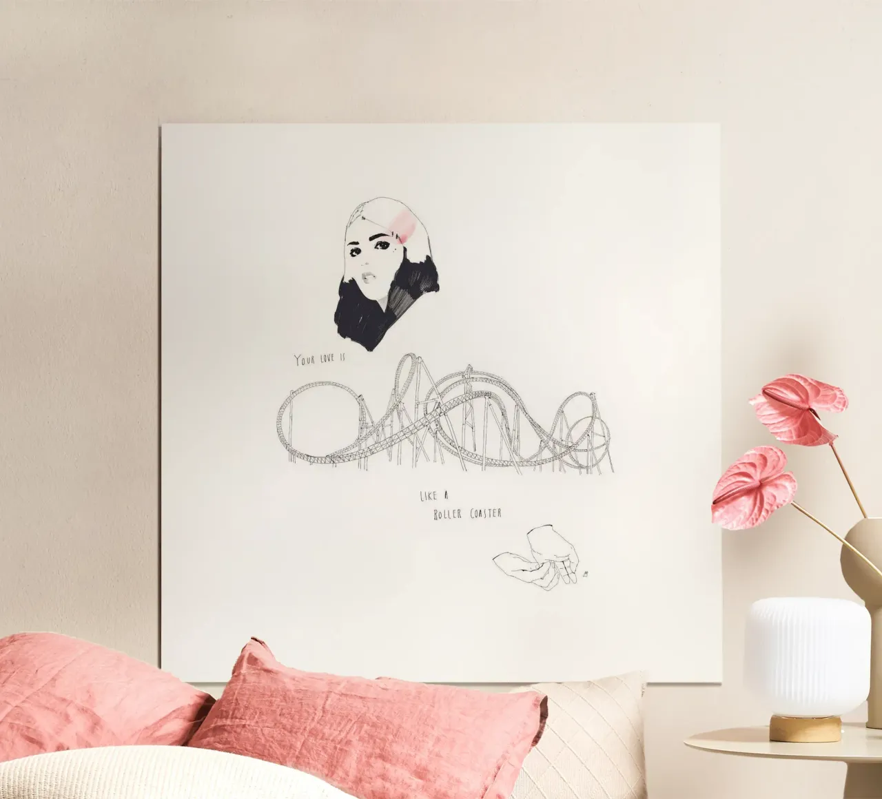 Your Love Is Like A Roller Coaster poster met houten frame van Manuel Rebollo
