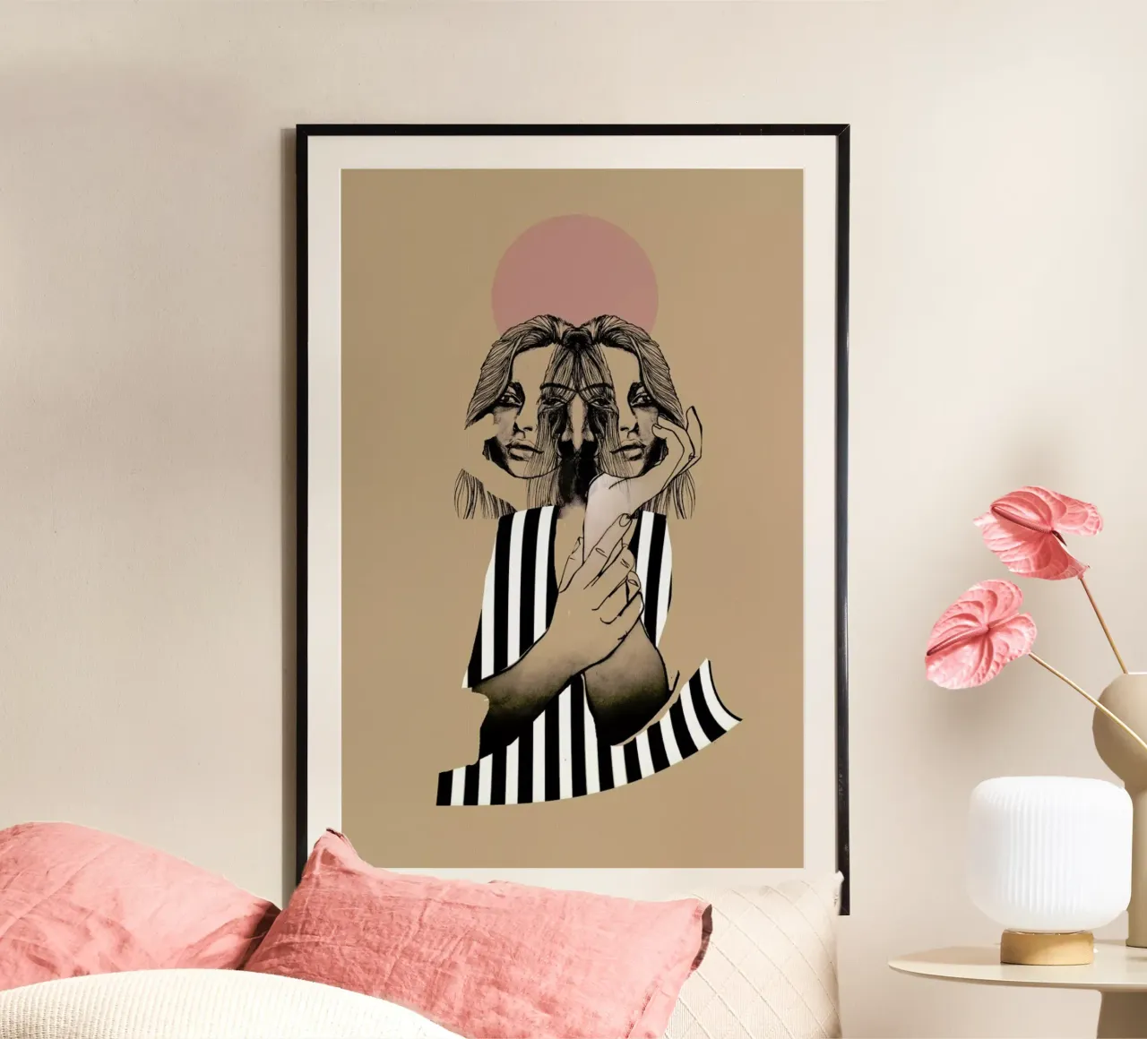 Stripes 1 poster con telaio in legno da Agnes KR Patience
