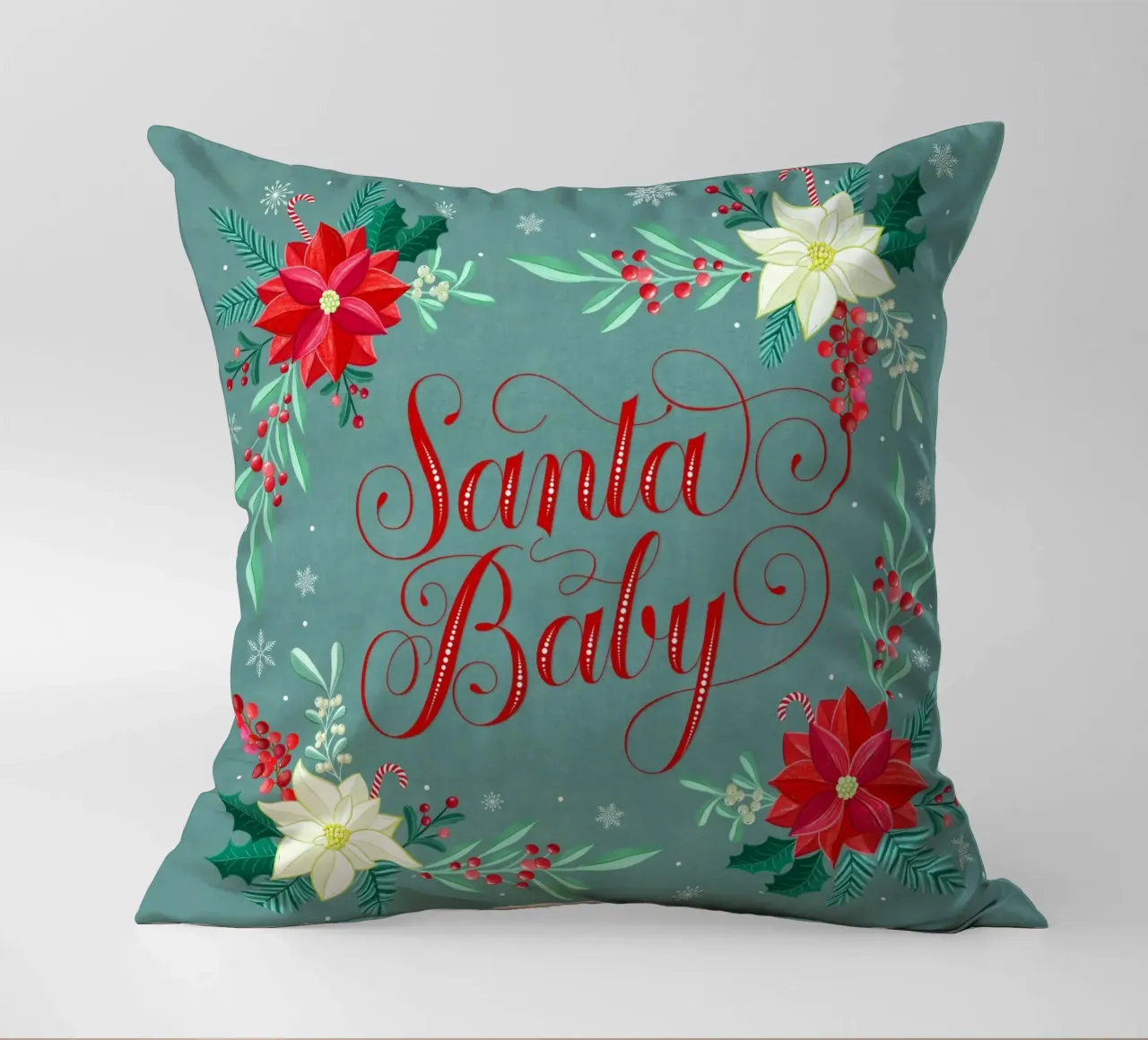 Père Noël bébé. Joyeux Noël. coussin de CalliLetters