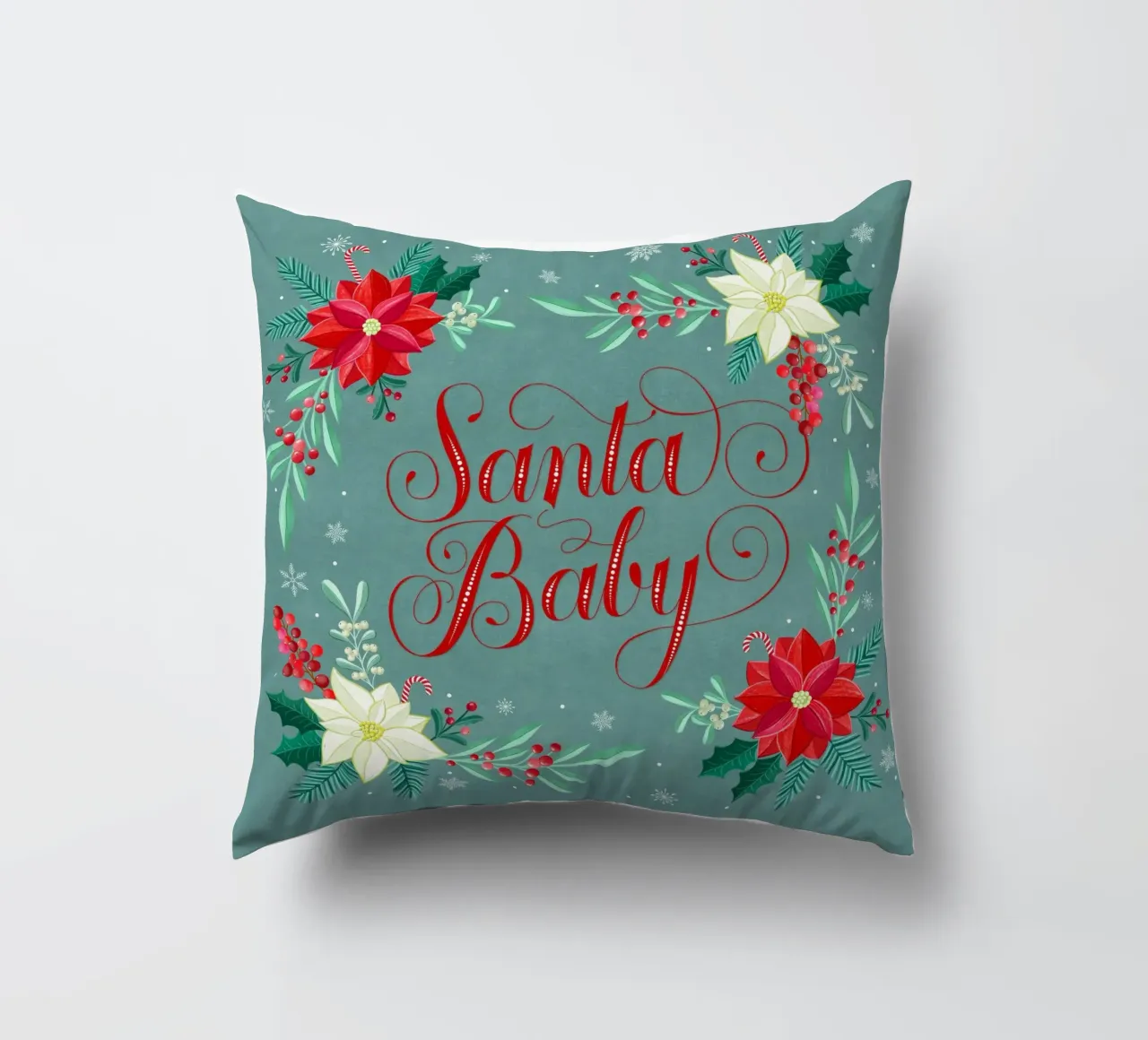 Père Noël bébé. Joyeux Noël. coussin de CalliLetters