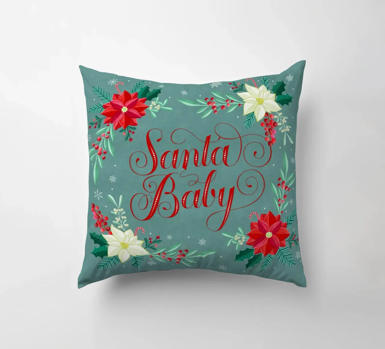 Père Noël bébé. Joyeux Noël. coussin de CalliLetters