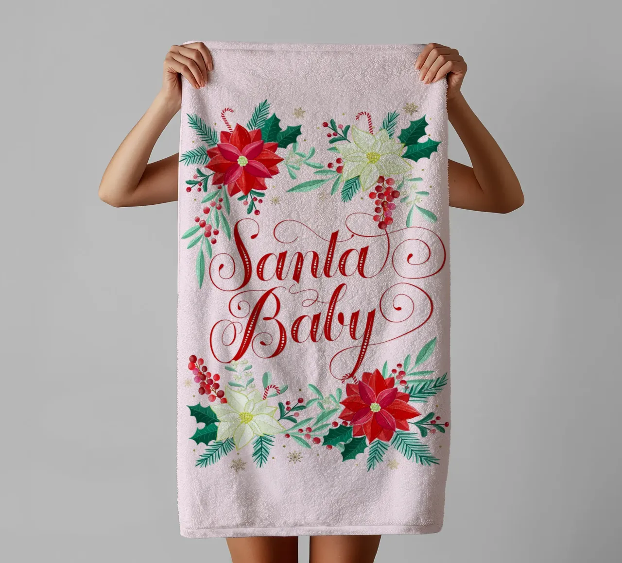 Père Noël bébé. Joyeux Noël. serviette de bain de CalliLetters