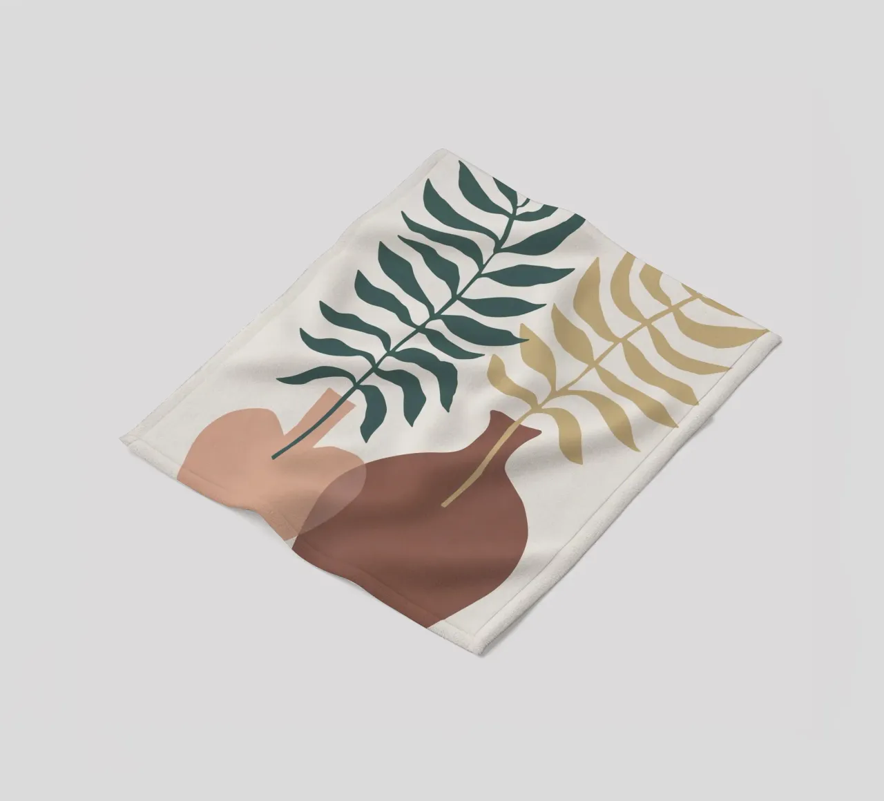 Abstract leaves in vases - modern minimalism fleece blanket by Whole©