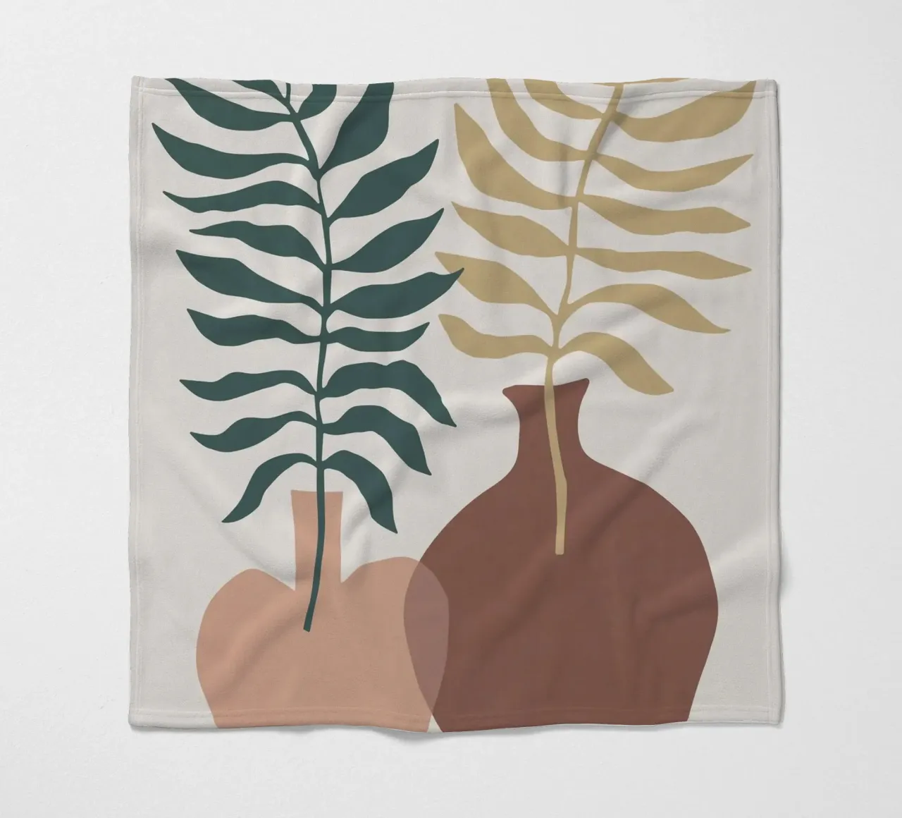 Abstract leaves in vases - modern minimalism fleece blanket by Whole©