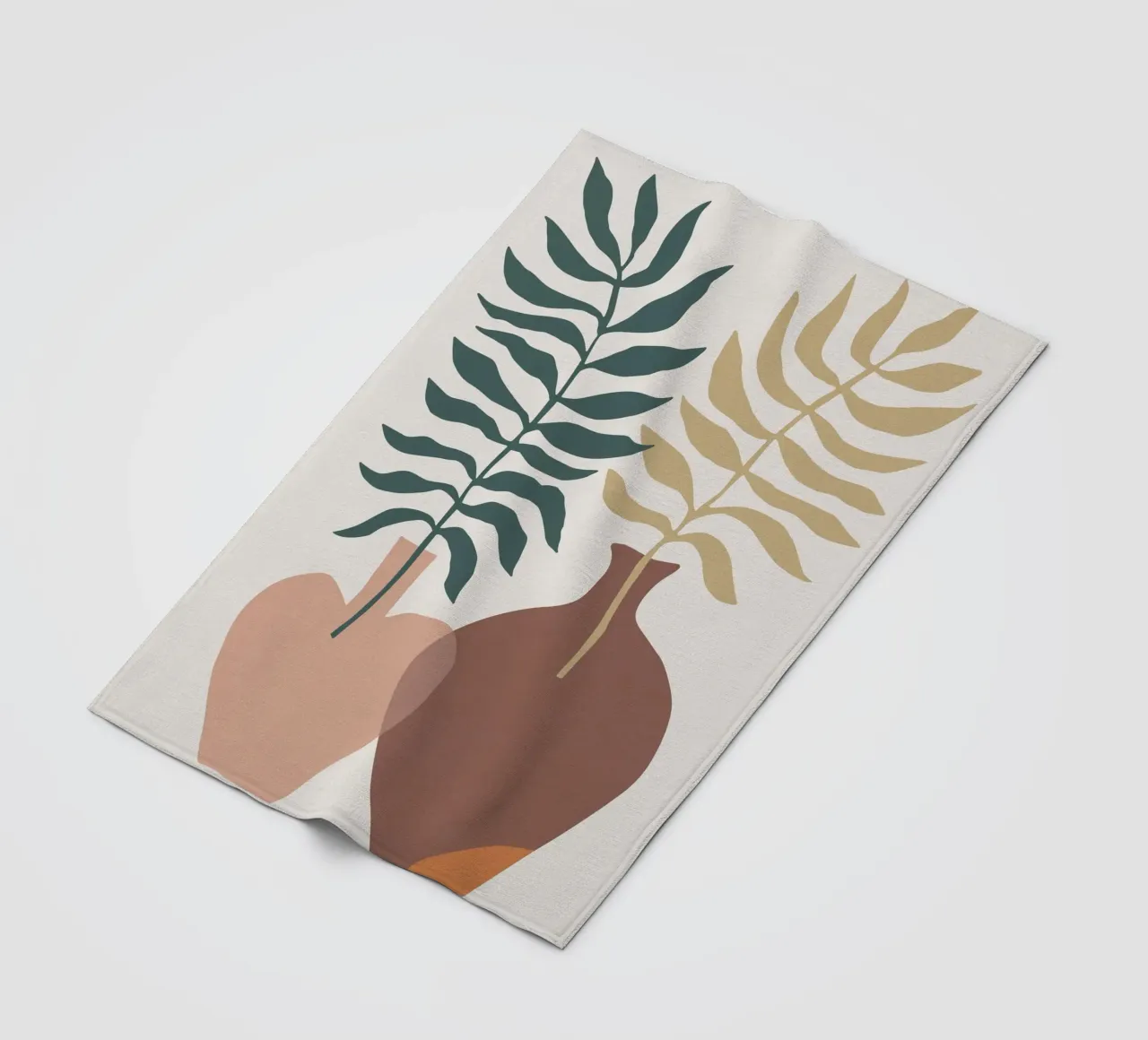 Abstract leaves in vases - modern minimalism fleece blanket by Whole©
