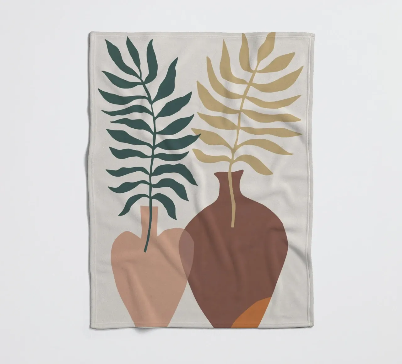 Abstract leaves in vases - modern minimalism fleece blanket by Whole©
