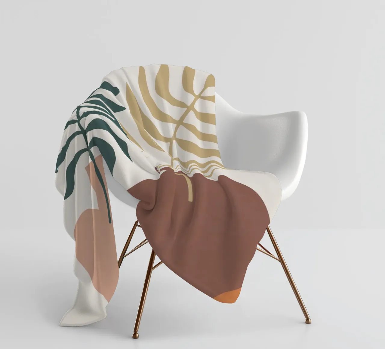 Abstract leaves in vases - modern minimalism fleece blanket by Whole©