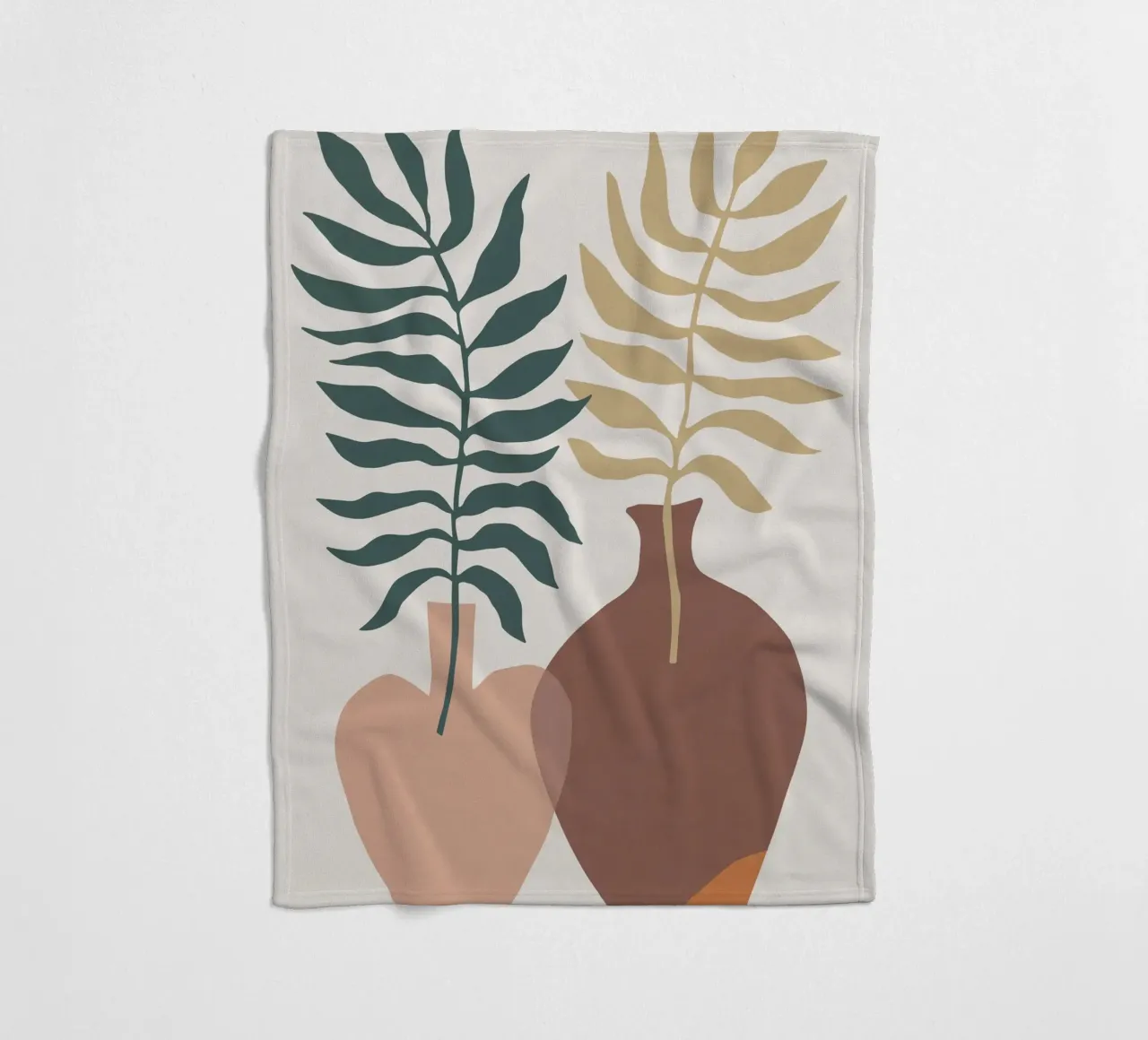 Abstract leaves in vases - modern minimalism fleece blanket by Whole©