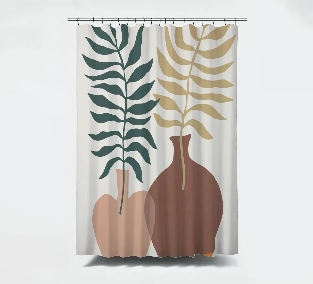 Feuilles abstraites dans des vases - Minimalisme moderne rideau de douche de Whole©