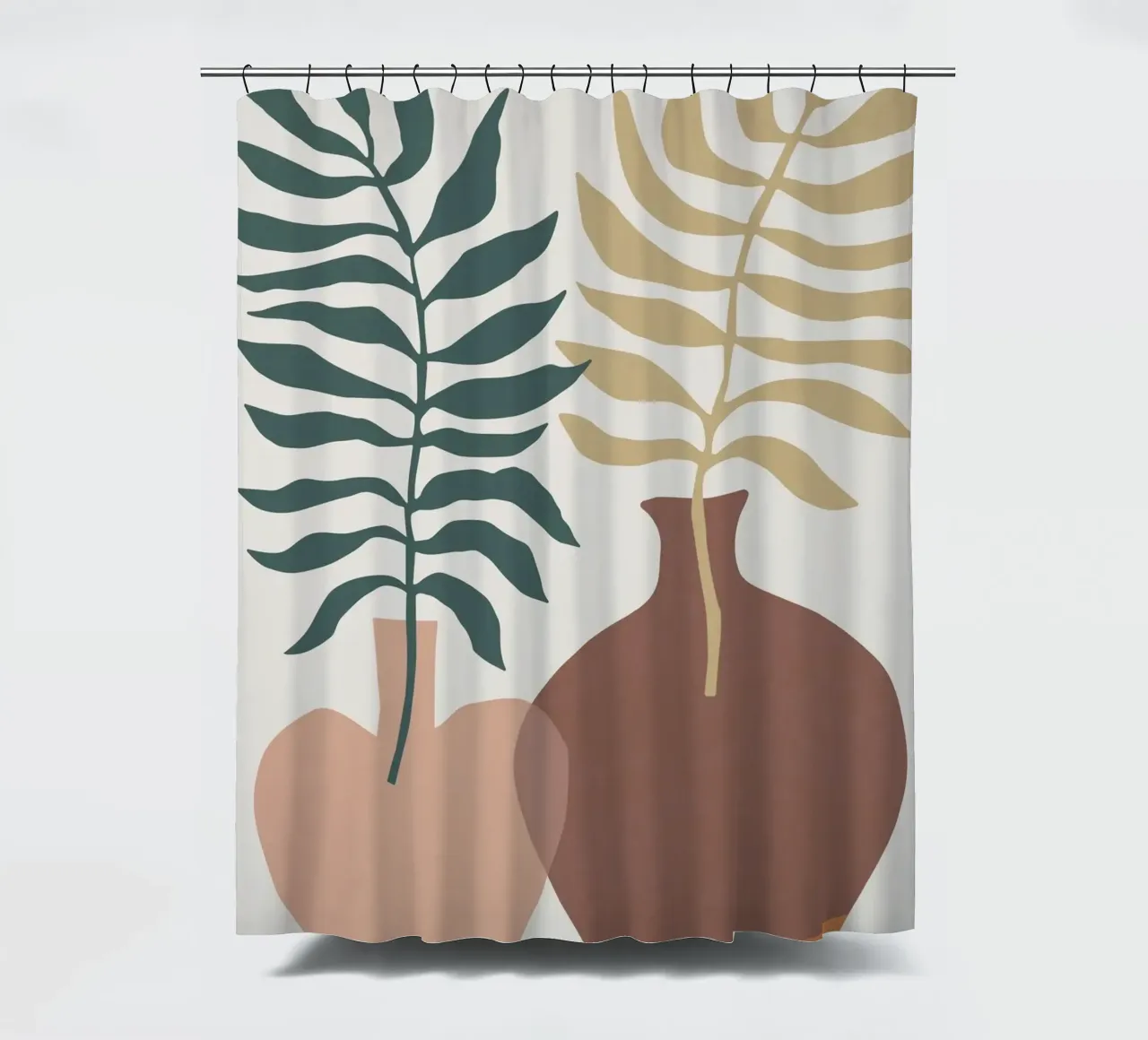 Feuilles abstraites dans des vases - Minimalisme moderne rideau de douche de Whole©