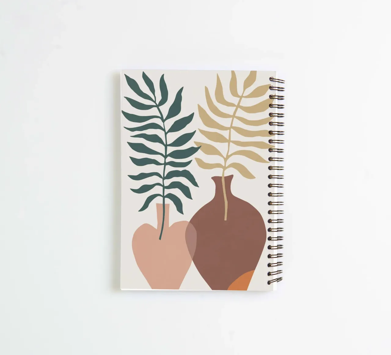 Feuilles abstraites dans des vases - Minimalisme moderne carnet à spirale de Whole©