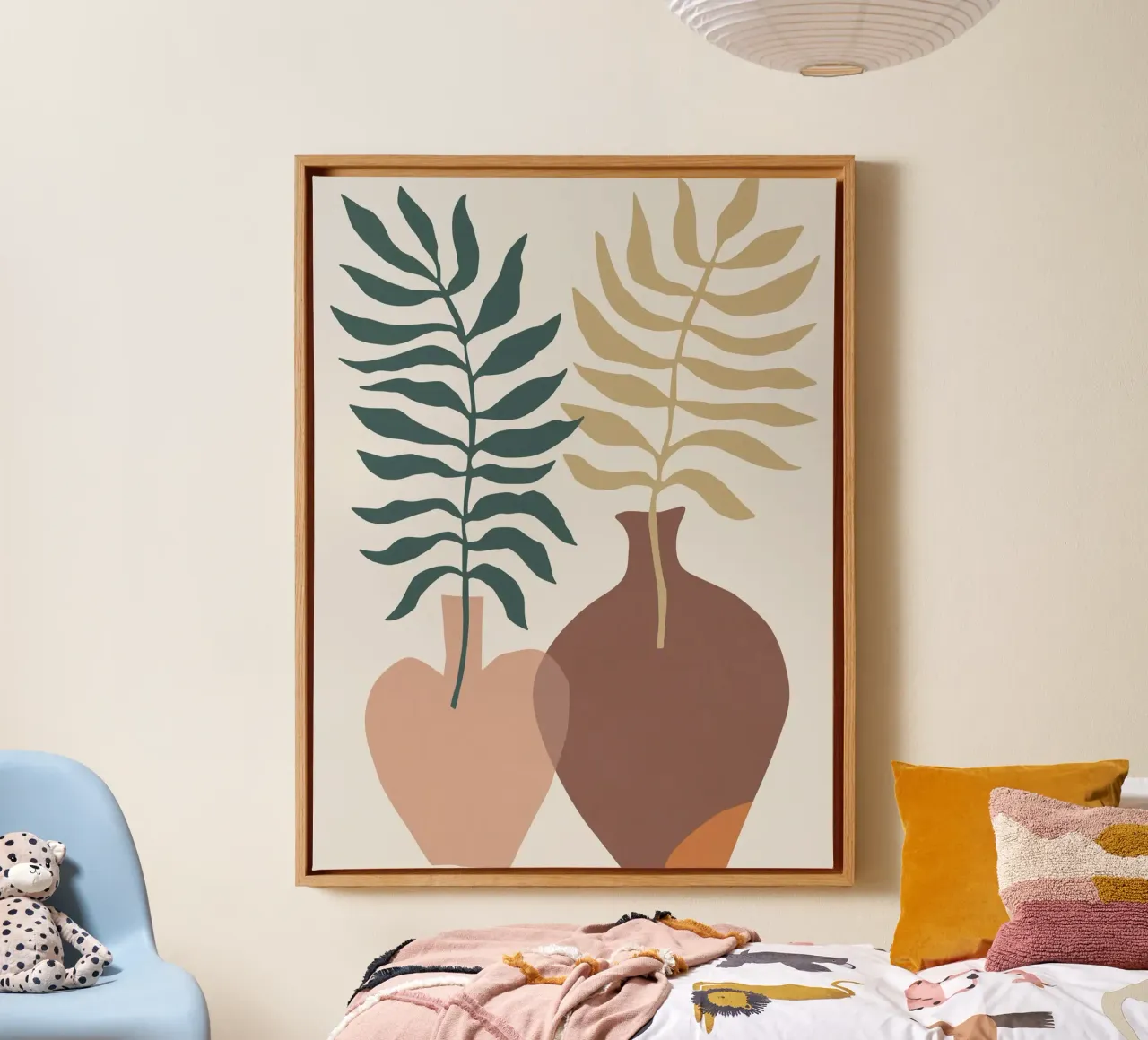 Abstracte bladeren in vazen - modern minimalisme canvas van Whole©