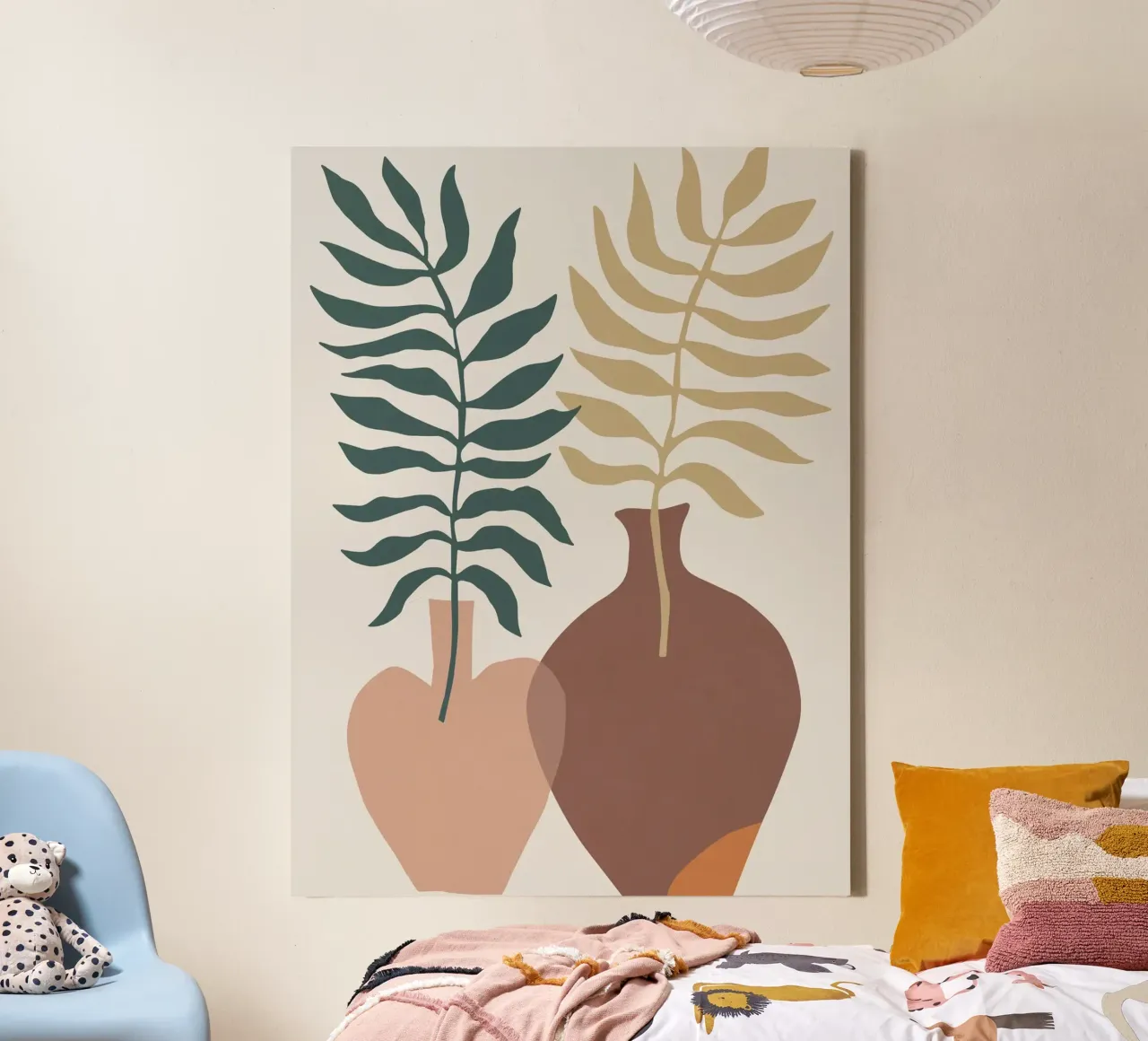 Abstracte bladeren in vazen - modern minimalisme canvas van Whole©
