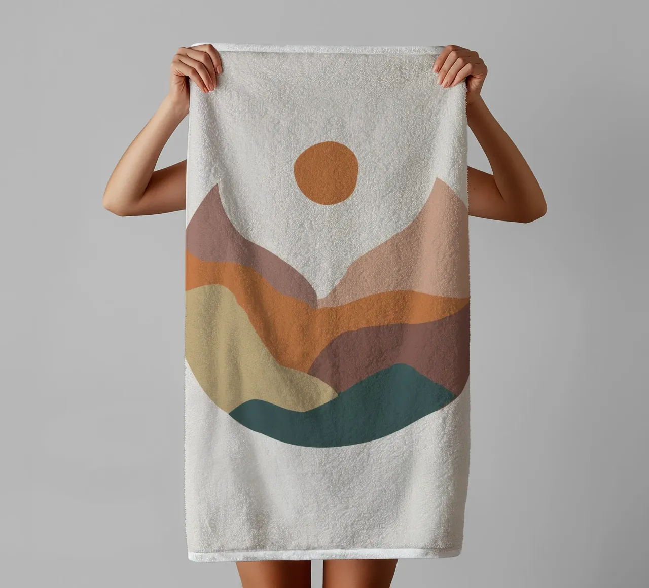 Abstract mountain landscape - Modern nature art towel by Whole©