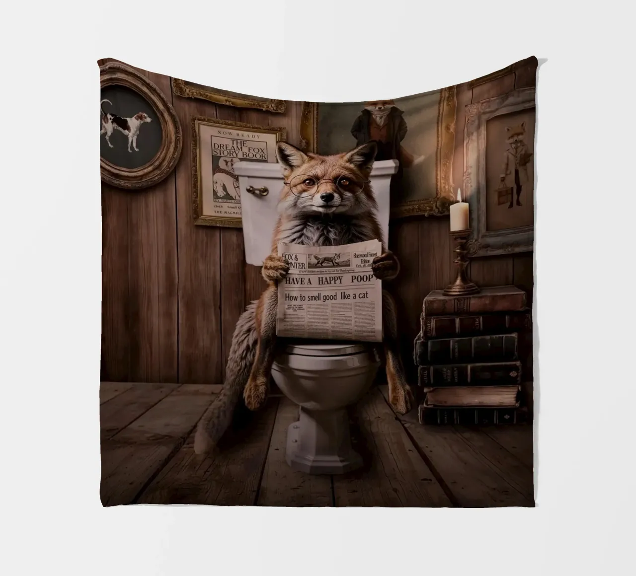VINTAGE FOX STORYTIME - Have a nice poop ! coperta in pile da Monika Strigel