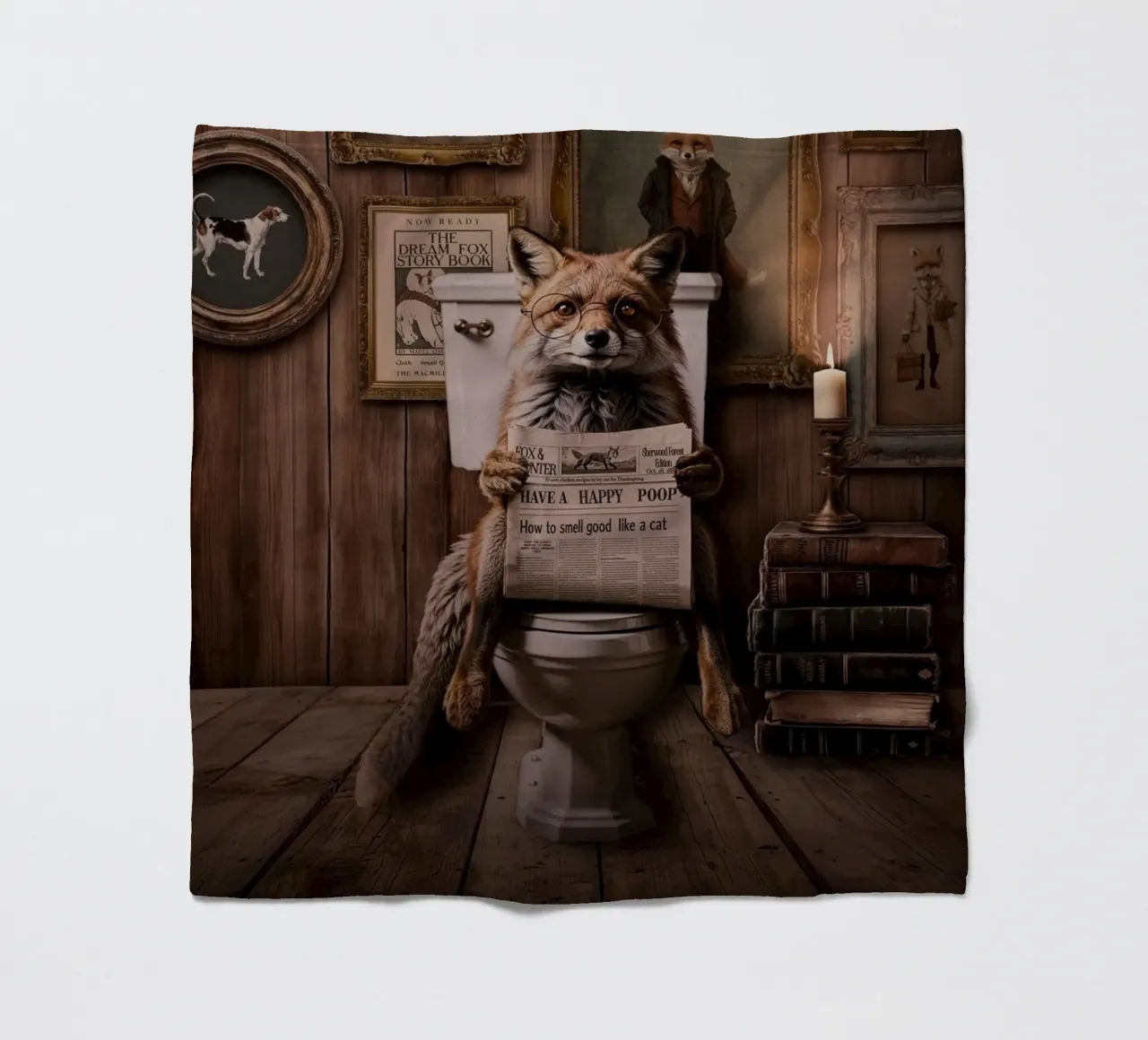 VINTAGE FOX STORYTIME - Have a nice poop ! coperta in pile da Monika Strigel