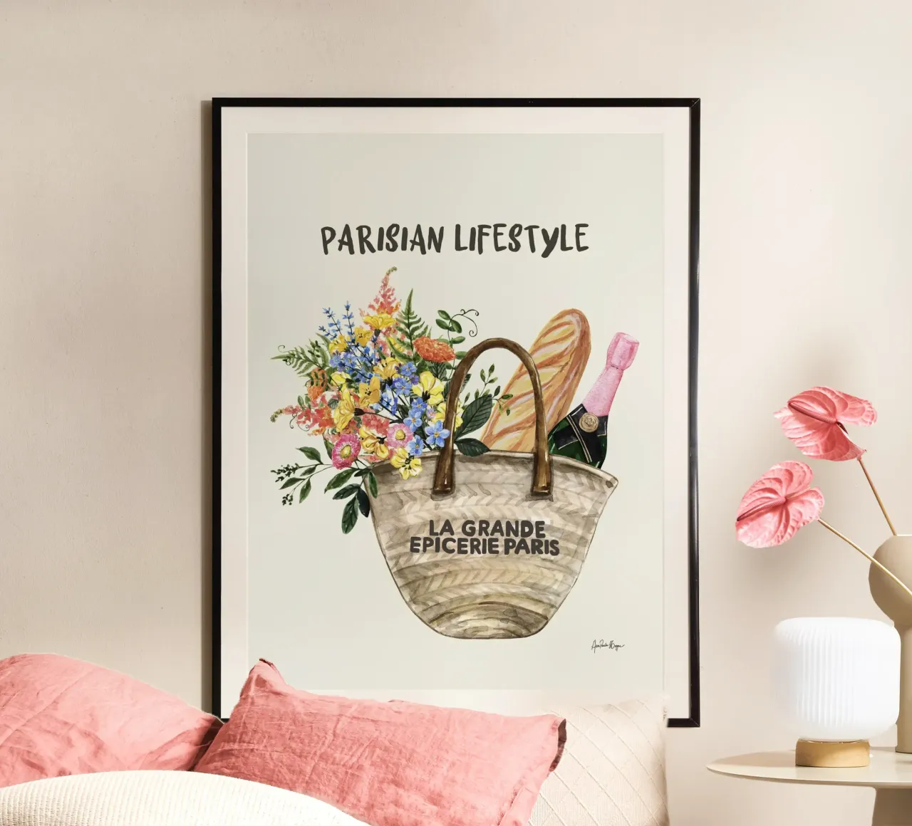 Parisian lifestyle poster with wooden frame by Ana Paula Hoppe
