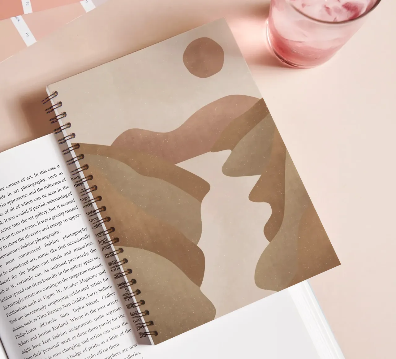 Abstract desert landscape in earth tones - Minimalist spiral notebook by Whole©