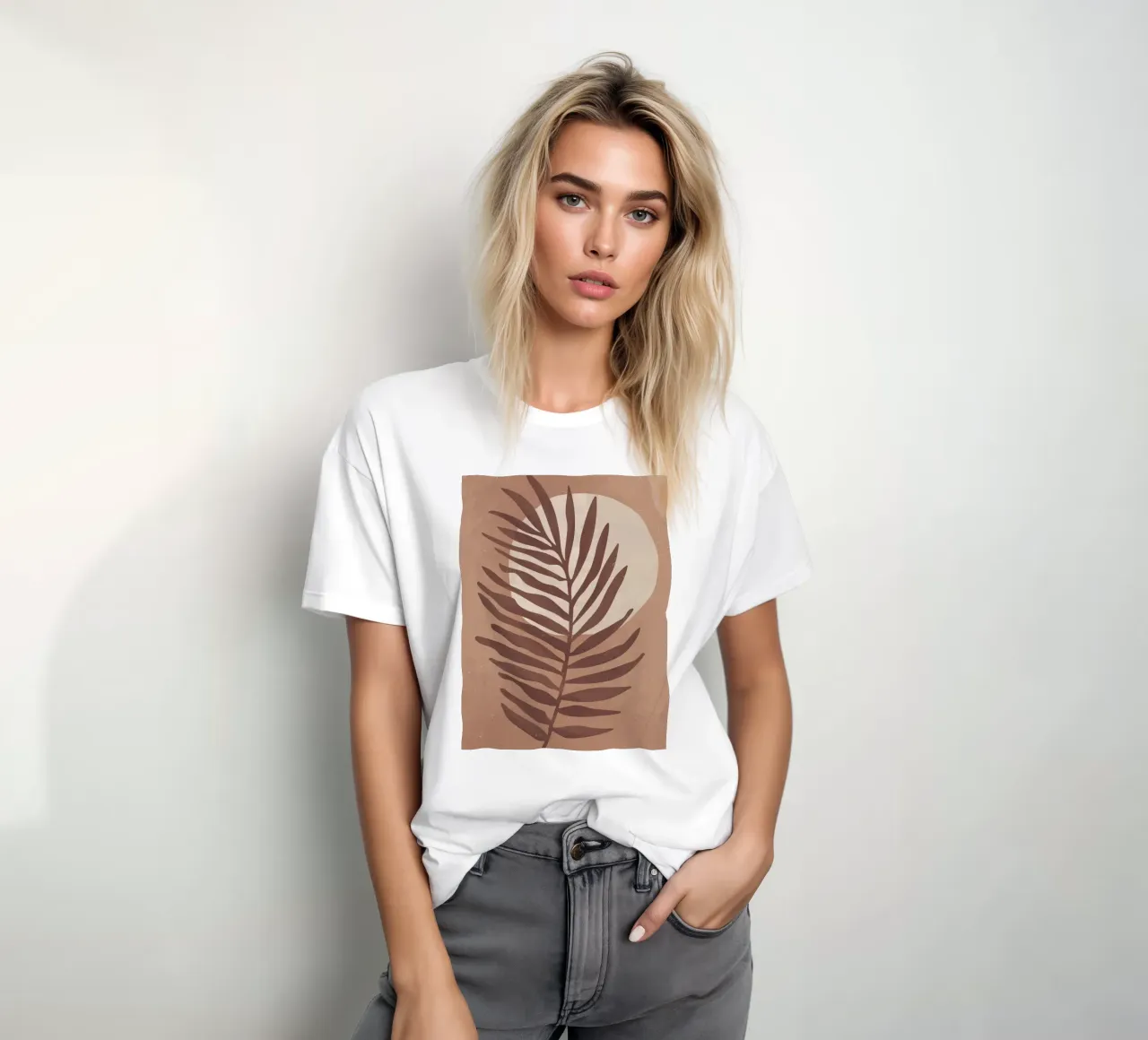 "Palmblad in warme aardetinten - natuur & minimalisme" t-shirt van Whole©
