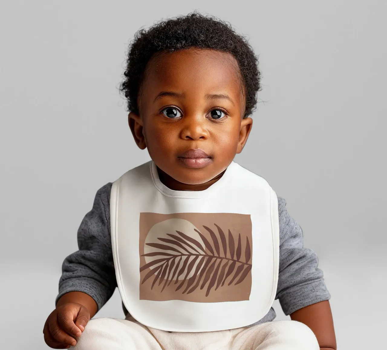"Palm leaf in warm earth tones - nature & minimalism" baby bib by Whole©