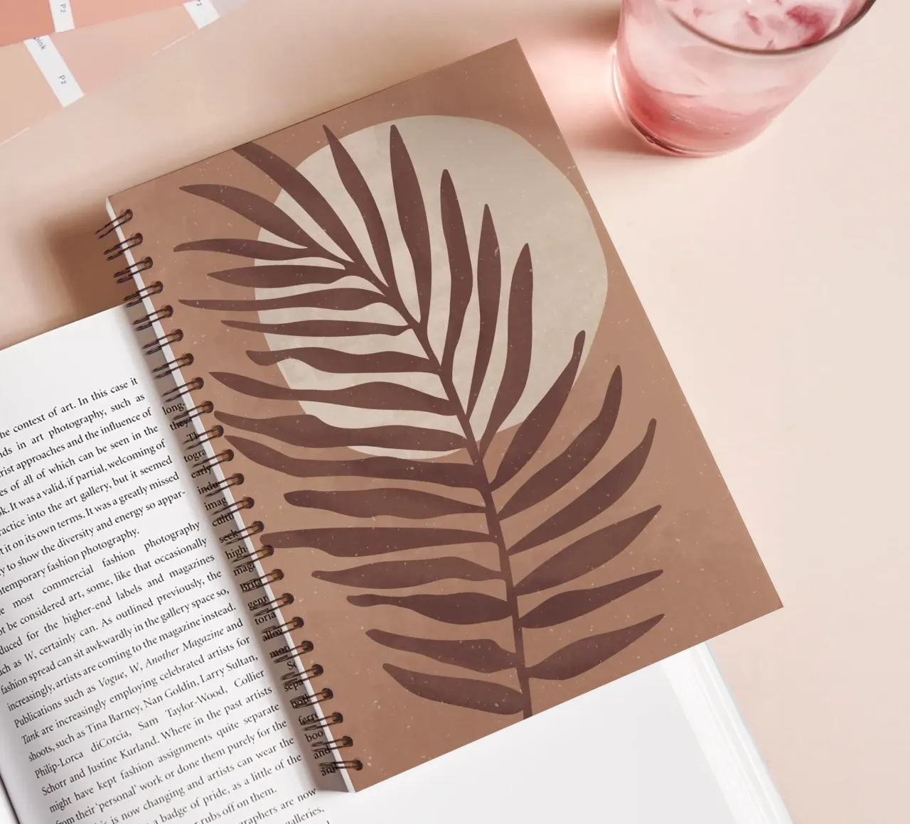 "Palm leaf in warm earth tones - nature & minimalism" spiral notebook by Whole©