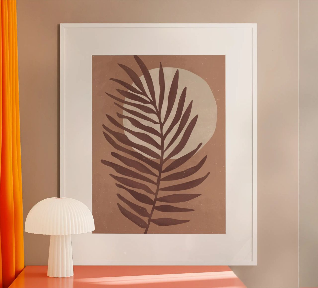 "Palmenblatt in warmen Erdtönen – Natur & Minimalismus" Poster von Whole©