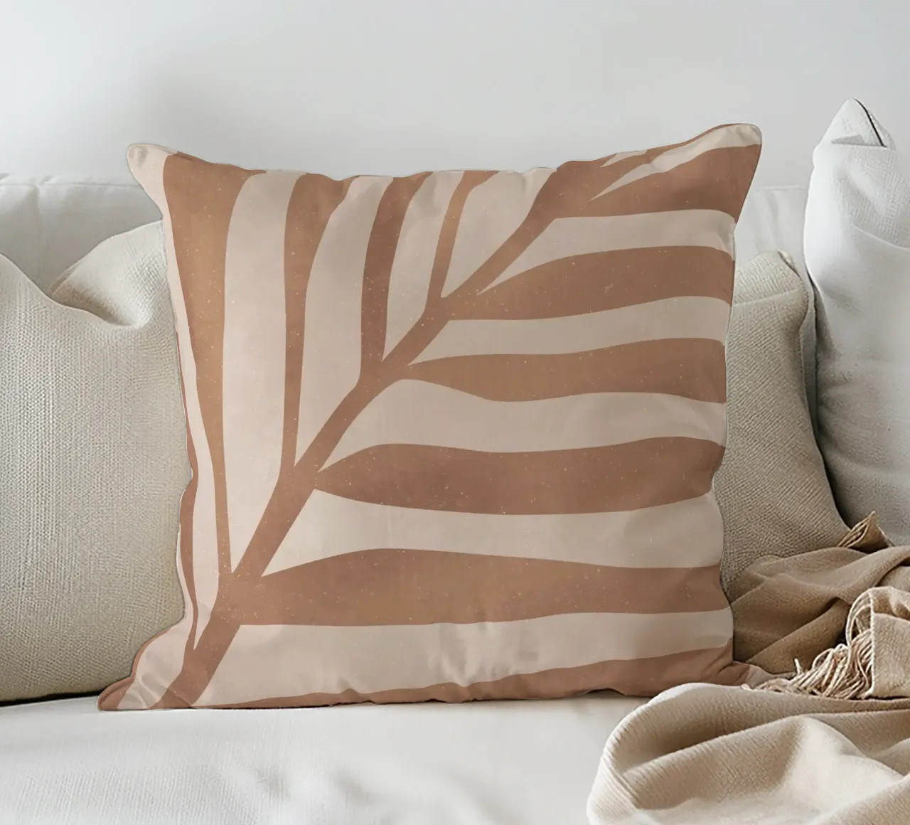 Abstract leaf pattern in earthy tones Nature design for the home decorative cushion by Whole©