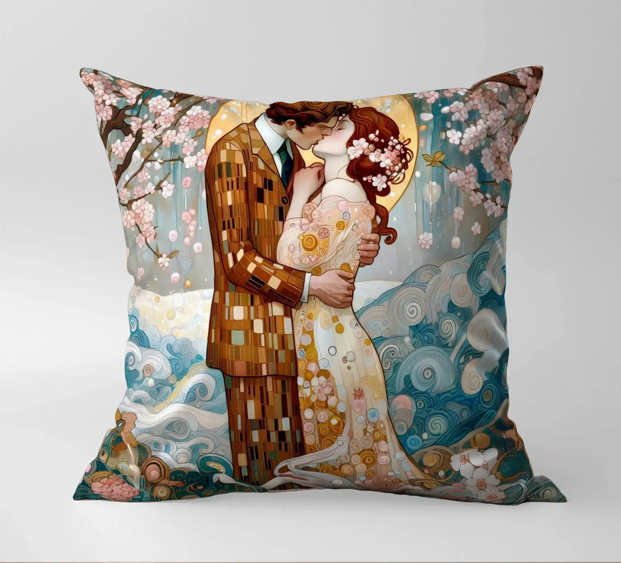 Lovers in Spring cuscino da Art-Nouveau-Dsg