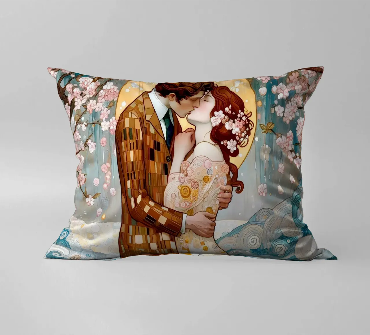 Lovers in Spring cuscino da Art-Nouveau-Dsg