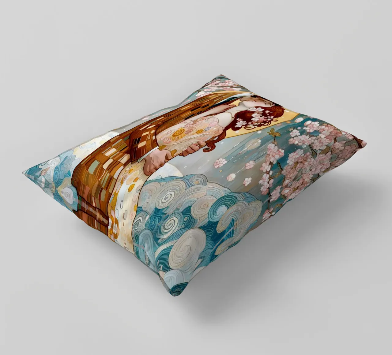 Lovers in Spring cuscino da Art-Nouveau-Dsg