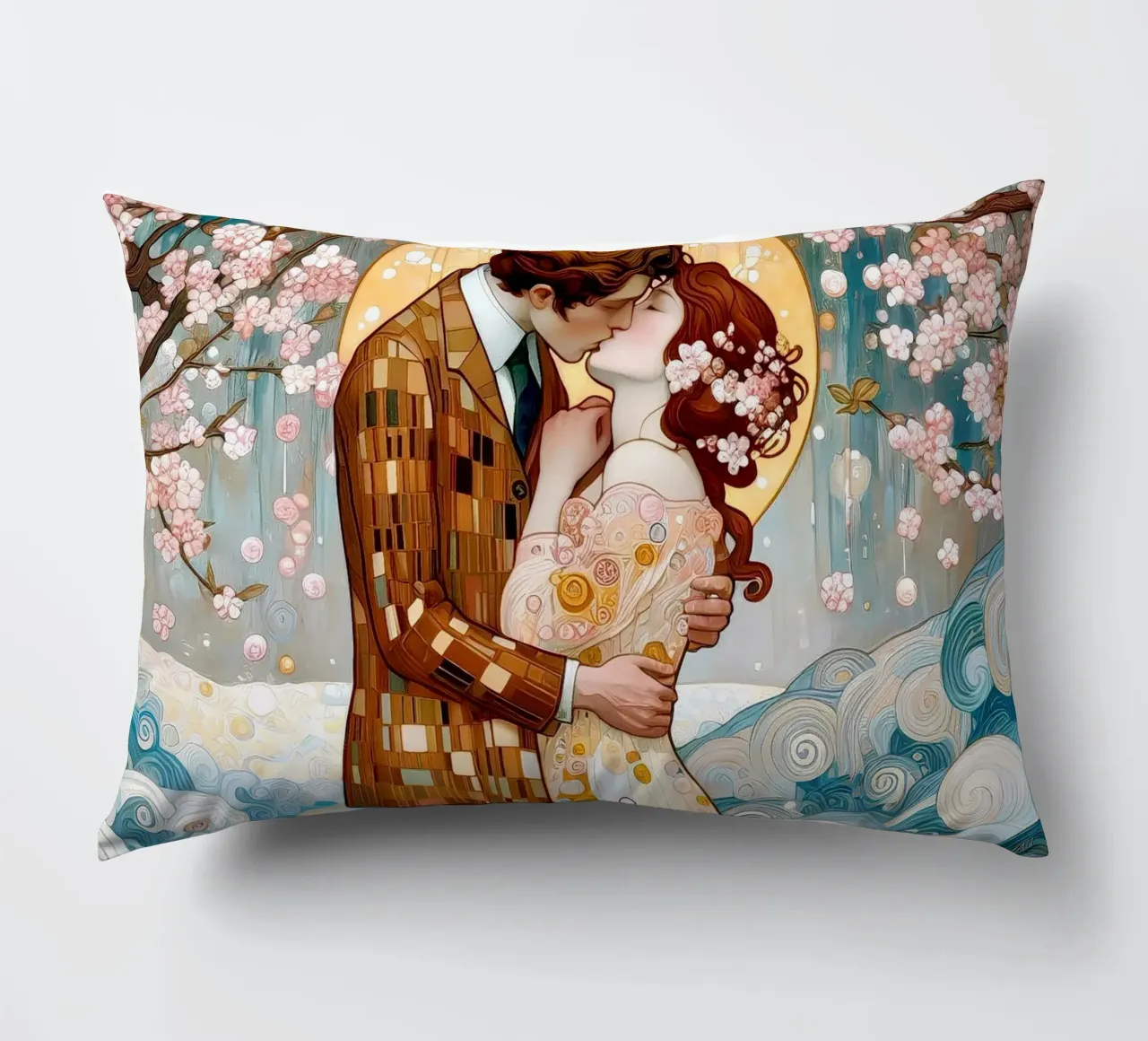 Lovers in Spring cuscino da Art-Nouveau-Dsg
