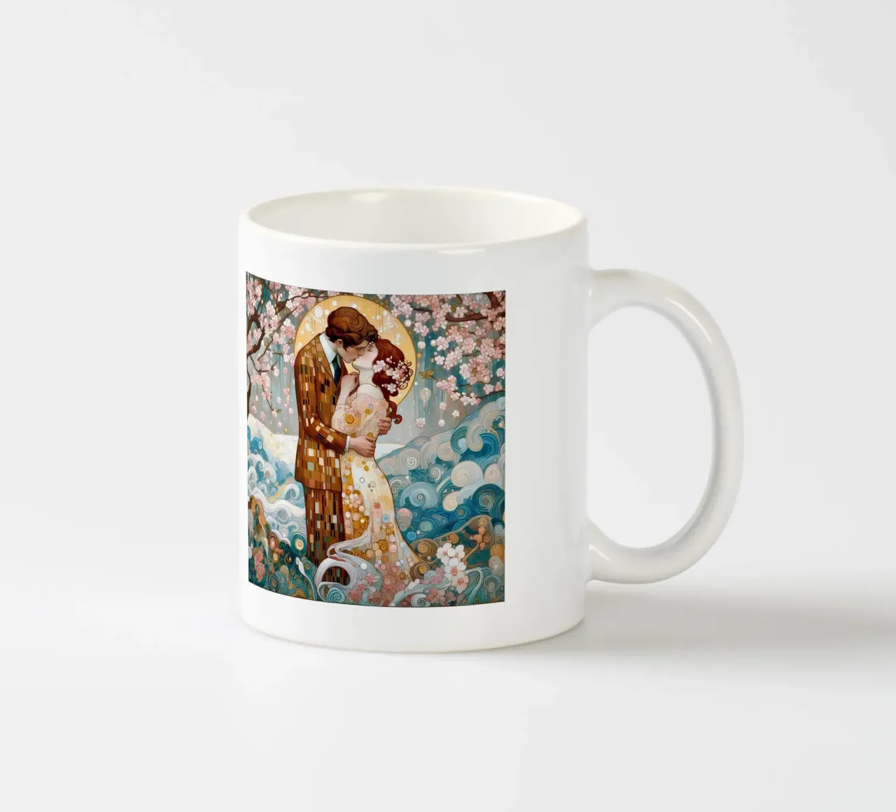Lovers in Spring ceramic mug by Art-Nouveau-Dsg