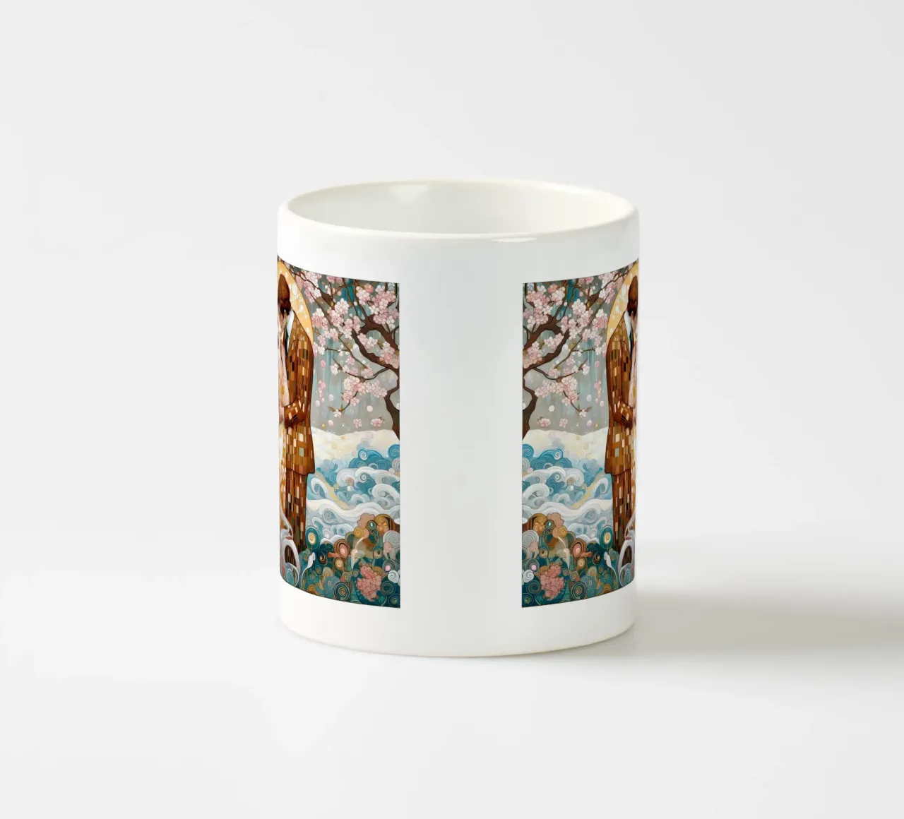 Lovers in Spring ceramic mug by Art-Nouveau-Dsg