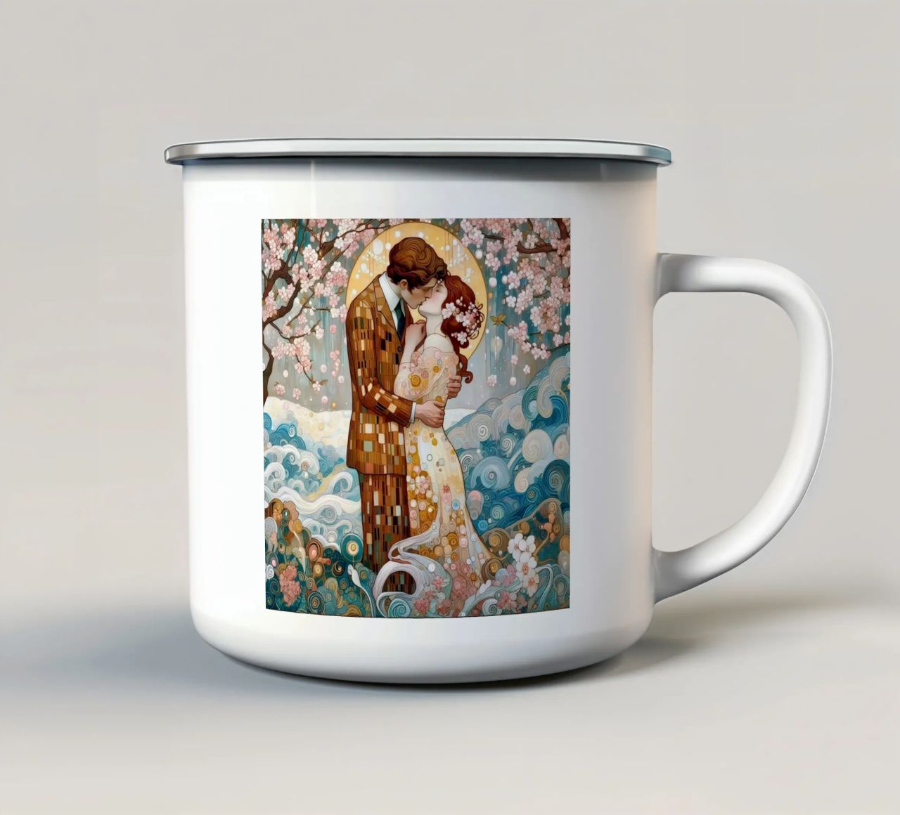 Lovers in Spring tazza in smalto da Art-Nouveau-Dsg