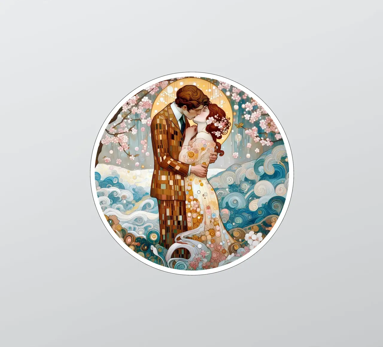 Lovers in Spring autocollant de Art-Nouveau-Dsg