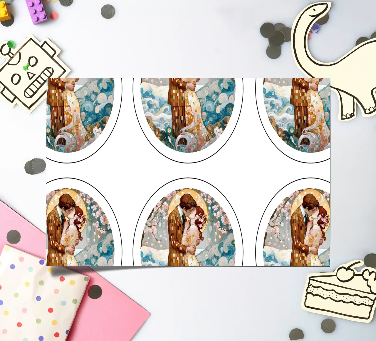 Lovers in Spring Stickerbogen von Art-Nouveau-Dsg