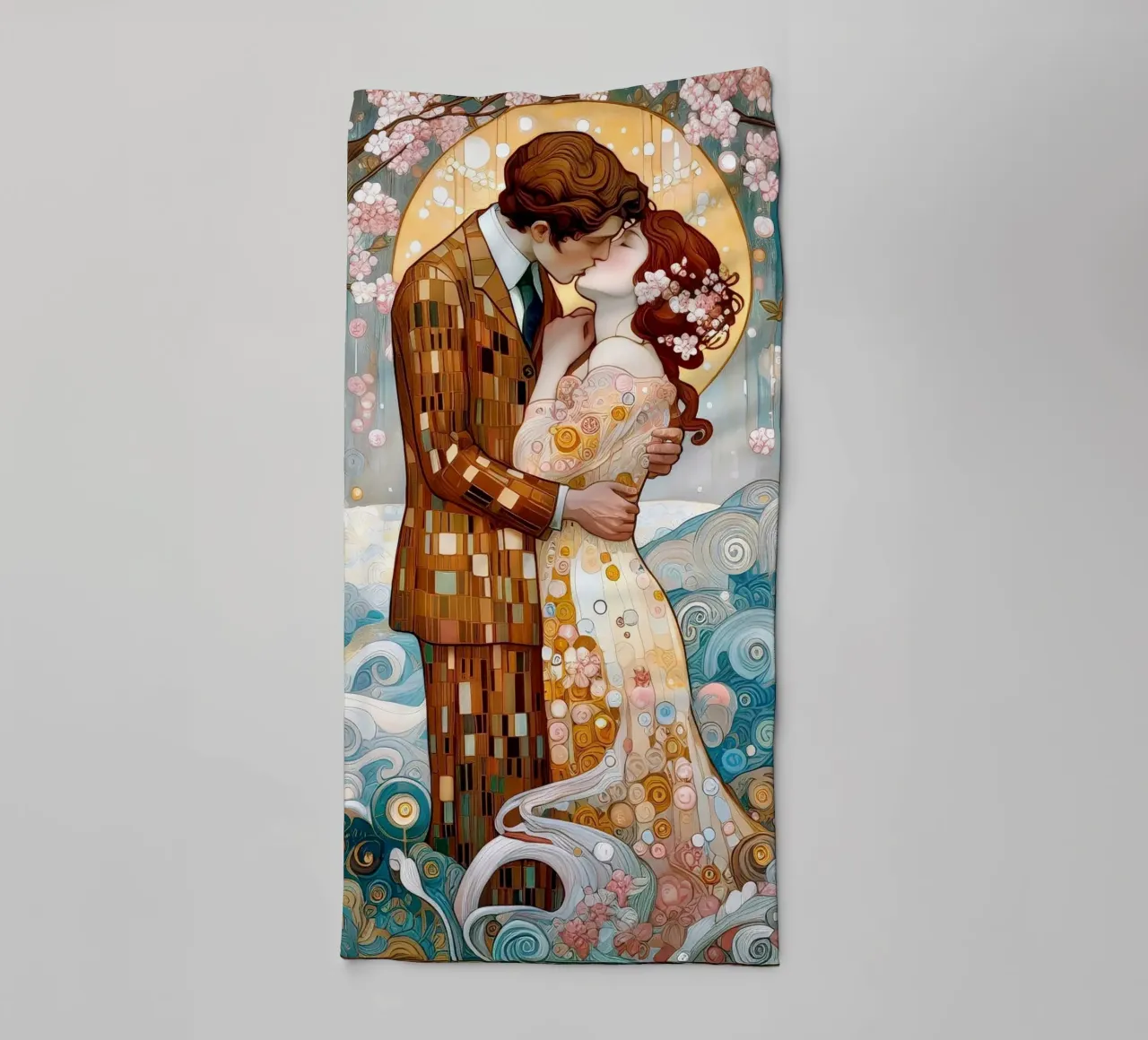 Lovers in Spring asciugamano da bagno da Art-Nouveau-Dsg