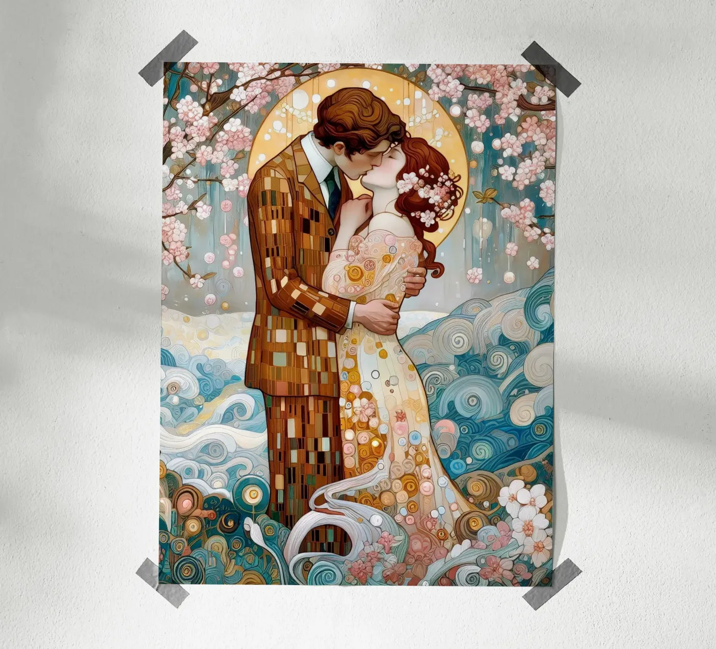 Lovers in Spring poster da Art-Nouveau-Dsg