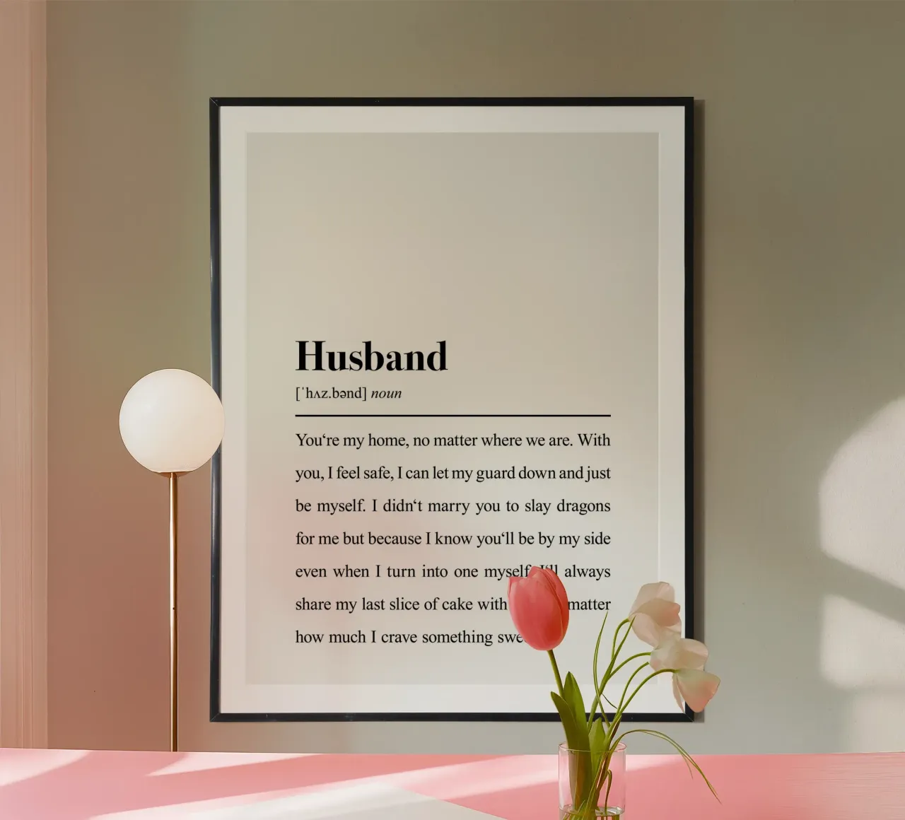 Citazione del marito: Stile dizionario poster con telaio in alluminio da Pulse of Art