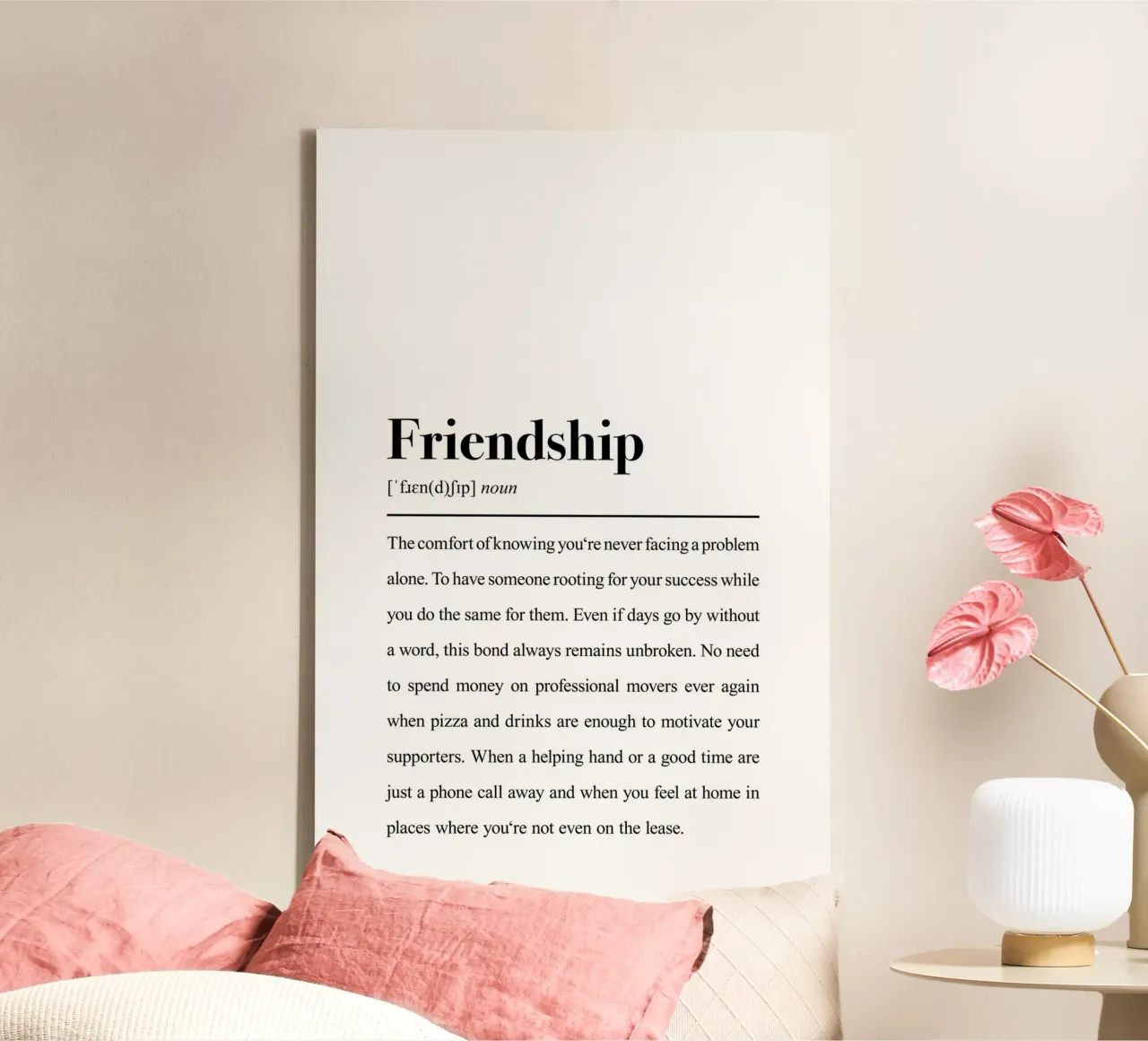 Friendship Quote: Dictionary Definition Print canvas by Pulse of Art