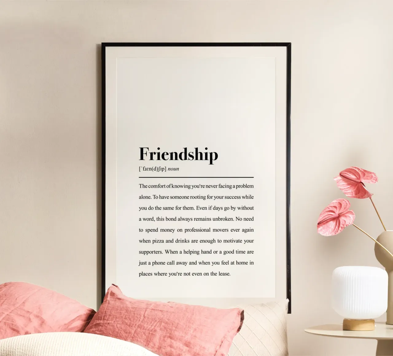 Citation sur l'amitié : Définition du dictionnaire Imprimer poster de Pulse of Art
