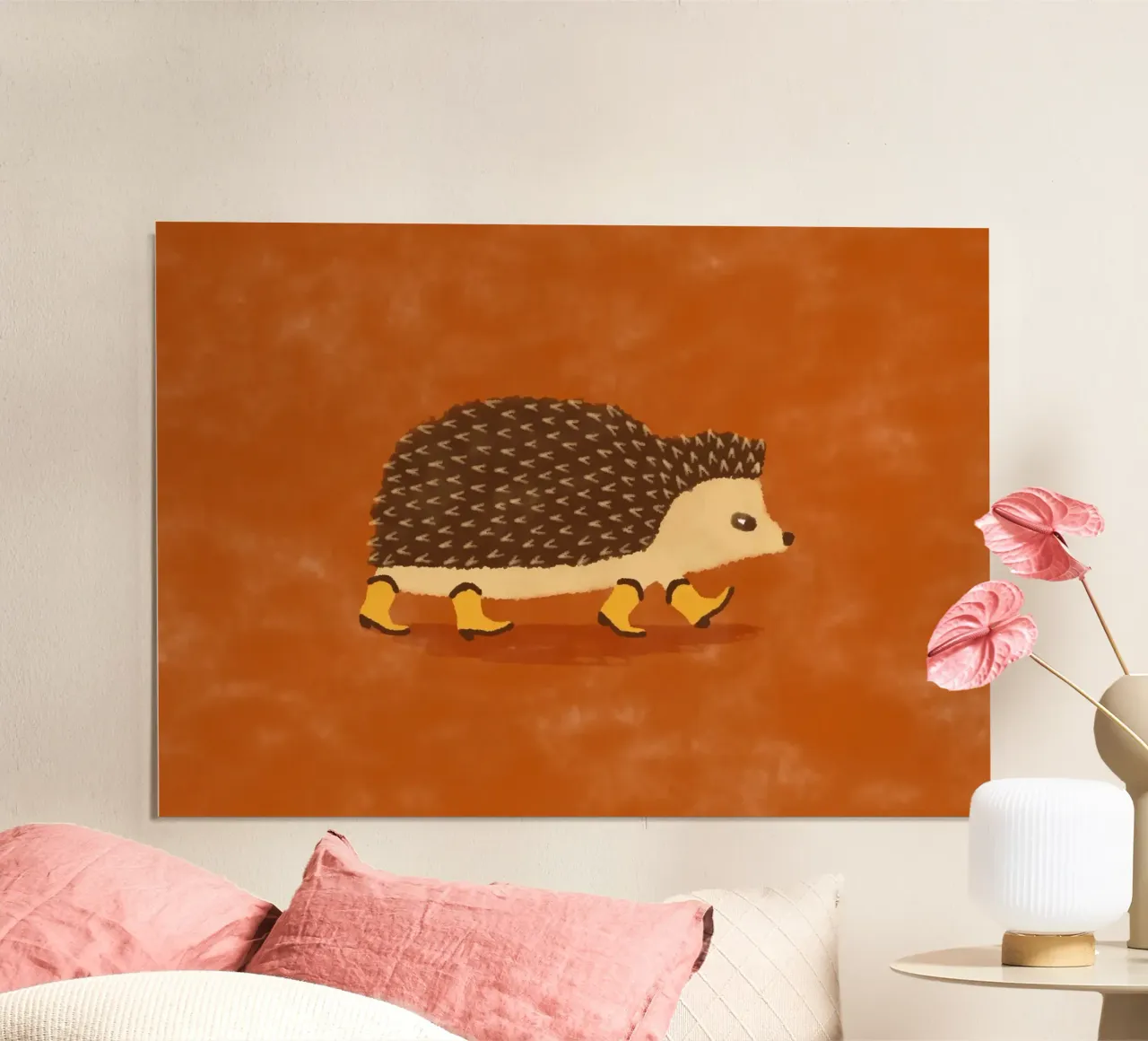 Sonny The Running Cowboy Hedgehog poster con telaio in legno da AnyoneCanYeehaw