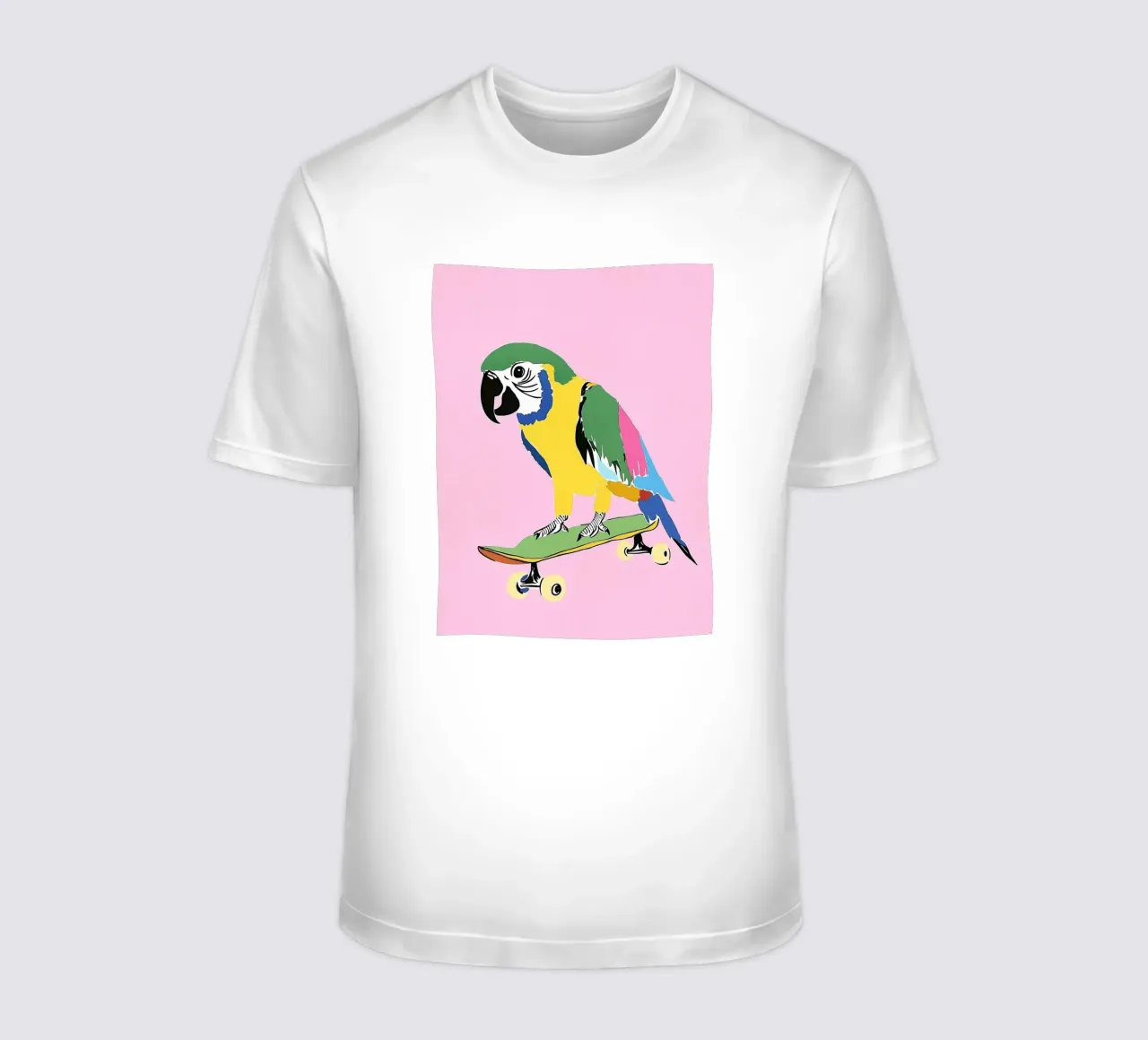 Parrot on skateboard t-shirt by Carinaprint