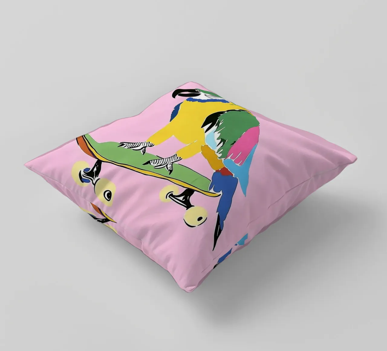 Pappagallo su skateboard cuscino da Carinaprint