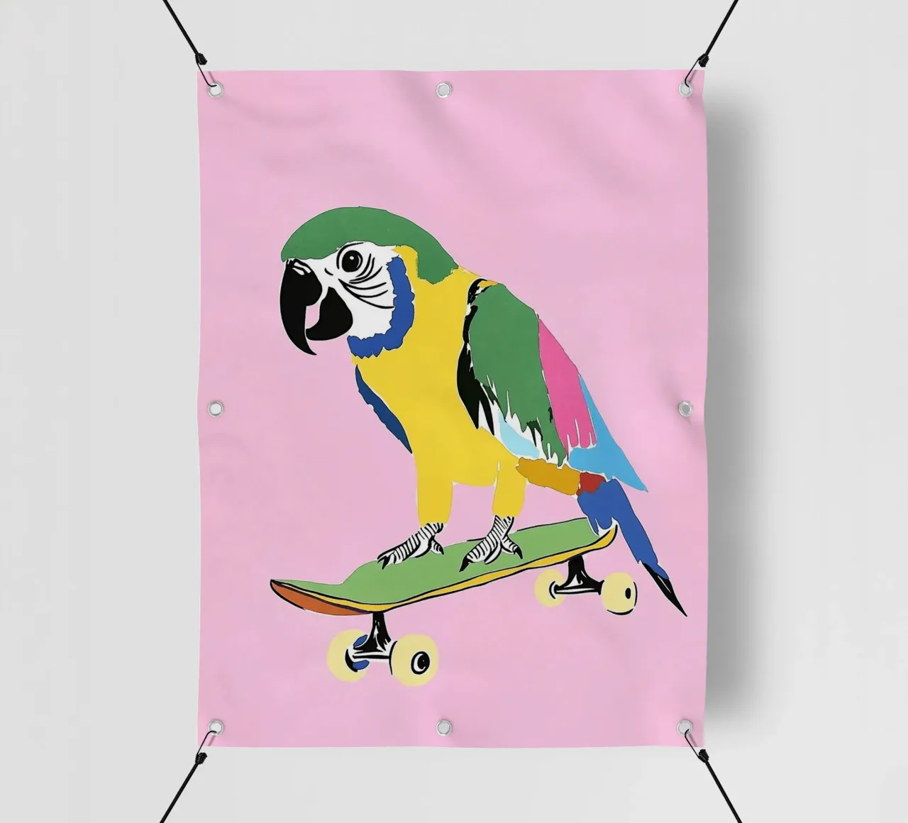 Pappagallo su skateboard telo in pvc da Carinaprint