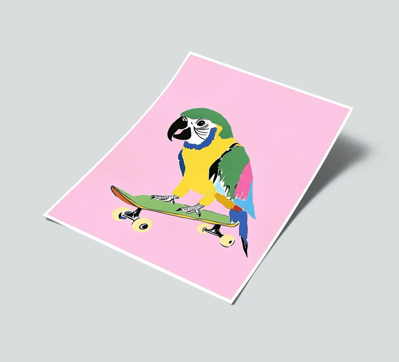 Parrot on skateboard sticker sheet by Carinaprint