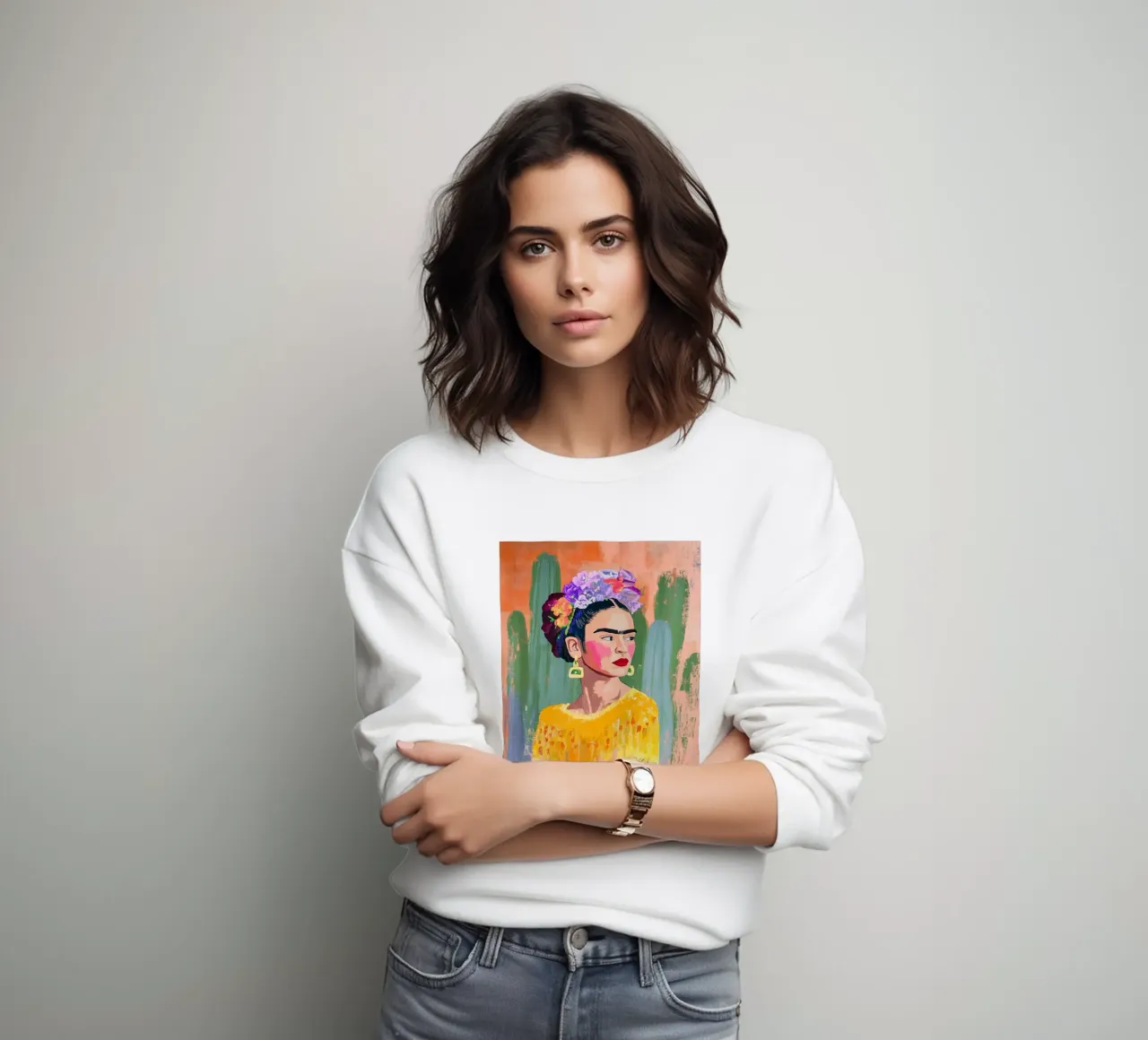 Kahlo e i cactus felpa da Carinaprint